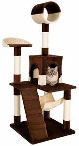Tiragraffi lionto, elegante albero per gatti da 133 cm con copertura in peluche, robusti paletti in sisal e versatili aree di riposo, marrone/beige