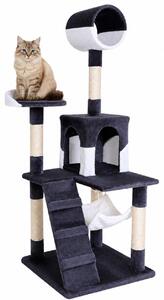 Tiragraffi lionto, elegante albero per gatti da 133 cm con copertura in peluche, robusti pali in sisal e versatili aree di riposo, grigio/bianco