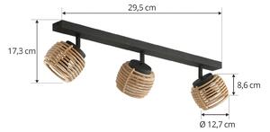 Plafoniera Lindby Ediz a 3 luci, paralumi in legno multistrato