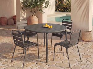 Sala da pranzo da giardino in Metallo Antracite MIRMANDE: un tavolo D.110cm e 4 sedie impilabili