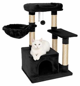 Tiragraffi compatto lionto 85 cm, albero per gatti salvaspazio con palla da gioco, tronco in sisal e superficie tiragraffi, nero