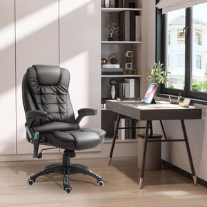 Sedia da ufficio Sweiko con funzione massaggio. Sedia ergonomica da ufficio per dirigenti con funzione riscaldante, funzione reclinabile, funzione oscillante, regolabile in altezza, girevole a 360°. Sedia da scrivania in ecopelle, color marrone