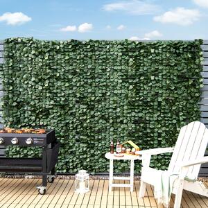 Costway Siepe artificiale con 1696 foglie finte di edera per esterno e interno, Muro con siepe per privacy 300x100cm