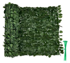 Costway Siepe artificiale con 1696 foglie finte di edera per esterno e interno, Muro con siepe per privacy 300x100cm