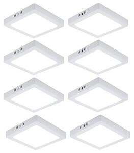 Set di 8 plafoniere LED, pannello montato a superficie, plastica, bianco, L 21,4 cm