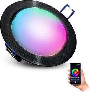 SSC-LUXon RX-3 LED da incasso nero rotondo piatto - incl. GX53 smart LED 6W RGB CCT - Faretto da incasso a soffitto compatibile con Alexa, Siri e Google