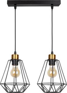 Lampada a sospensione PRIMO nero e oro 2xE27x60W in metallo, dimensioni: 100x43x19 cm, IP20, Candellux