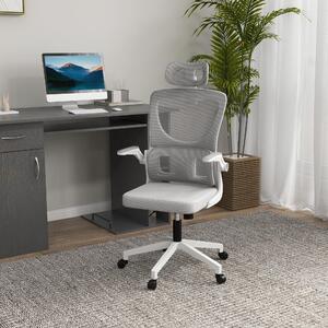 Sedia da ufficio Sweiko, regolabile in altezza, con poggiatesta regolabile, portata massima 120 kg, dimensioni 60x59x114-122 cm, colore grigio