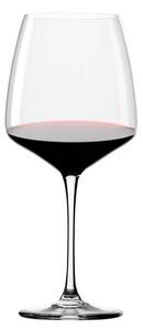 Calice per vini rossi maturi ampio, robusto ed elegante, design moderno con una forma piacevole ed insolita, vetro cristallino, gambo stirato con base molto stabile, piacevole da maneggiare