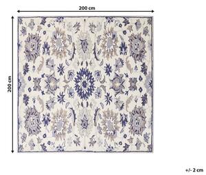 Tappeto in lana beige e blu 200 x 200 cm a pelo fitto con motivo orientale Beliani