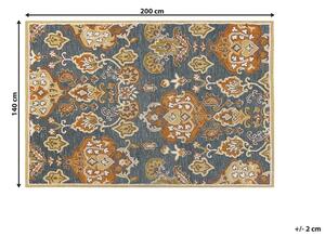 Tappeto multicolore lana 140 x 200 cm spessa pelo lungo motivo orientale Beliani