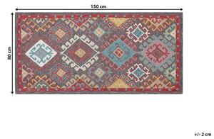 Tappeto d'area lana multicolore 80 x 150 cm spessa pelo fitto motivo orientale Kilim Beliani