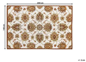 Tappeto in lana beige e marrone 140 x 200 cm a pelo lungo motivo orientale Beliani