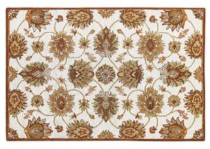 Tappeto in lana beige e marrone 160 x 230 cm a pelo fitto con motivo orientale Beliani