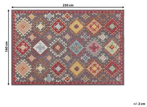 Tappeto d'area lana multicolore 160 x 230 cm pelo spesso lungo motivo orientale Kilim Beliani