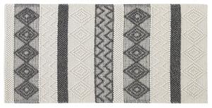 Tappeto in lana intrecciata a mano motivo geometrico 80 x 150 cm beige chiaro e grigio Davutlar Beliani