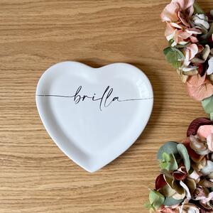 Piatto a forma di Cuore in Ceramica con scritta Brilla ø19x2 cm