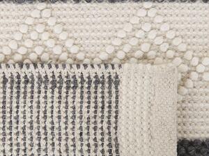 Tappeto in lana beige chiaro e grigio poliestere 140 x 200 cm intrecciato a mano motivo geometrico boho soggiorno camera da letto Beliani