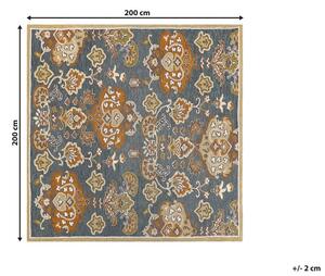 Tappeto multicolore lana 200 x 200 cm spessa pelo lungo motivo orientale Beliani