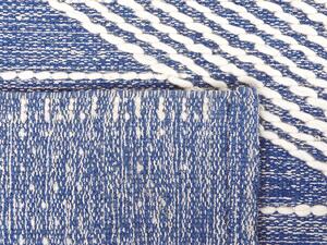 Tappeto in lana beige chiaro e blu poliestere 140 x 200 cm motivo geometrico intrecciato a mano boho soggiorno camera da letto Beliani