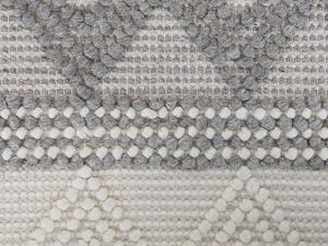 Tappeto in lana beige chiaro e grigio poliestere 140 x 200 cm intrecciato a mano motivo geometrico boho soggiorno camera da letto Beliani