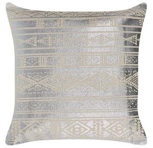 Cuscino in cotone argento 50 x 50 cm motivo geometrico metallizzato glamour Beliani