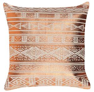 Set di 2 cuscini in cotone ramato 50 x 50 cm motivo geometrico metallizzato glamour Beliani