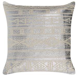 Set di 2 cuscini in cotone argento 50 x 50 cm motivo geometrico metallizzato glamour Beliani