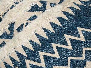 Cuscino decorativo cotone blu e beige 50 x 50 cm motivo geometrico stampa boho decor accessori Beliani