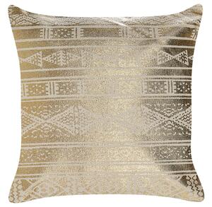 Set di 2 cuscini in cotone oro 50 x 50 cm motivo geometrico metallizzato glamour Beliani