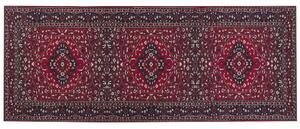 Passatoia tappeto rosso poliestere 80 x 200 cm corridoio cucina lungo tappetino antiscivolo Beliani