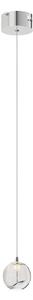 Lucande LED a sospensione Hayley, Ø 9 cm, colore cromo, vetro