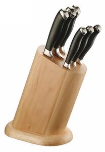 Ceppo in legno con 6 coltelli professionali, acciaio inox con impugnatura ergonomiche perfettamente bilanciate