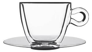 Bormioli Luigi Thermic Glass Set 2 Tazze Multiuso 30 cl Con Piattino In Acciaio Inox