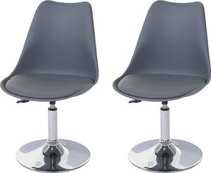 Set di 2 sedie per sala da pranzo Malmö T501, sedia da cucina, girevole e regolabile in altezza, Pelle finta ~ grigio scuro, base cromata