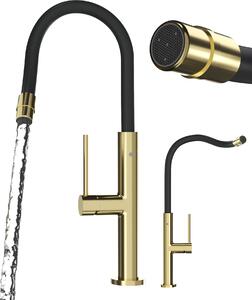 Granitan | Miscelatore da cucina Oti - Oro - Getto regolabile da 18 a 24 cm - Orientabile a 360° - Foro di incasso 35 mm