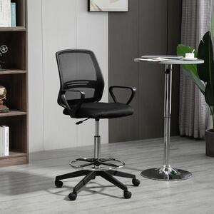 Sedia da ufficio Sweiko, ergonomica, con braccioli e poggiapiedi regolabili. Sedia girevole regolabile in altezza, con rivestimento in rete, colore nero