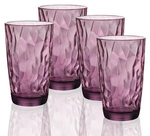 Bormioli Rocco Diamond Rock Purple Bicchiere Cooler 47 cl Set 4 Pz In vetro Colorato Viola