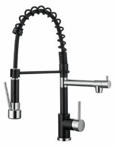 Rubinetto da cucina - Miscelatore per lavello - Nero/Cromo - Rotazione a 360° - 2 getti - OCE