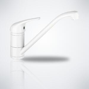 Miscelatore per lavello da cucina, colore bianco, estensione di 250 mm, girevole a 360°