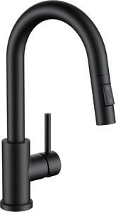 Rubinetto da cucina con doccetta estraibile, 2 getti, colore nero opaco