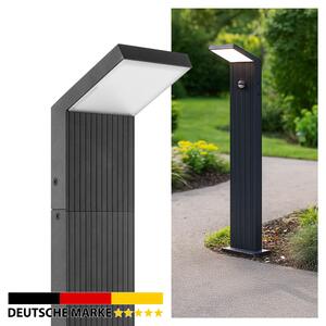 Lampada da esterno a LED, modello Maxkomfort, altezza 80 cm, colore nero – 8W, 3000K (luce bianca calda), grado di protezione IP65 (resistente agli agenti atmosferici), ideale per illuminare vialetti – corpo in alluminio nero
