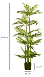 HOMCOM Pianta Artificiale di Palma da 140 cm con Vaso, per Interni ed Esterni, Verde