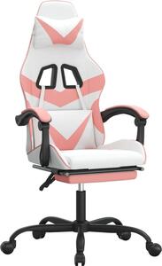 VidaXL Sedia da gioco con poggiapiedi girevole in ecopelle bianca e rosa