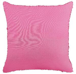 Cuscino decorativo in cotone rosa 45 x 45 cm tinta unita motivo geometrico trapuntato federa boho Beliani