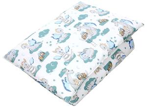 Set di piumoni per bambini TupTam con motivi decorativi: piumone per tutte le stagioni, copriletto, cuscino e federa, 2 pezzi; colore: dinosauro e orsetto, verde e grigio; dimensioni: 135x100 cm