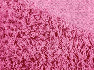 Cuscino decorativo in cotone rosa 45 x 45 cm tinta unita motivo geometrico trapuntato federa boho Beliani