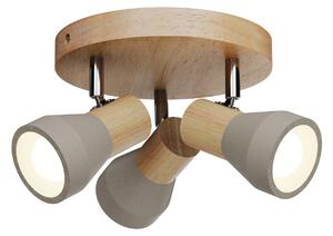 Faretto Lindby Filiz, 3 luci, Ø 20 cm, legno, cemento, E14