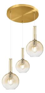 Lampadario vetro oro perenz lollipop 8554 am 8556 am 8030 ob multiluce ambra ottone brunito - Perenz