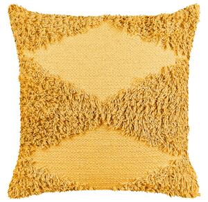 Set di 2 cuscini decorativi in cotone giallo 45 x 45 cm federa boho trapuntata a motivi geometrici solidi Beliani